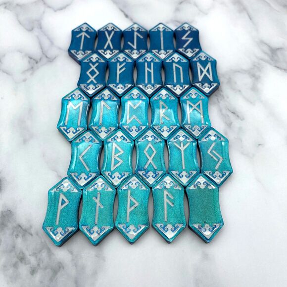Blue Teal Chrome Runestones - Picture 7 of 11